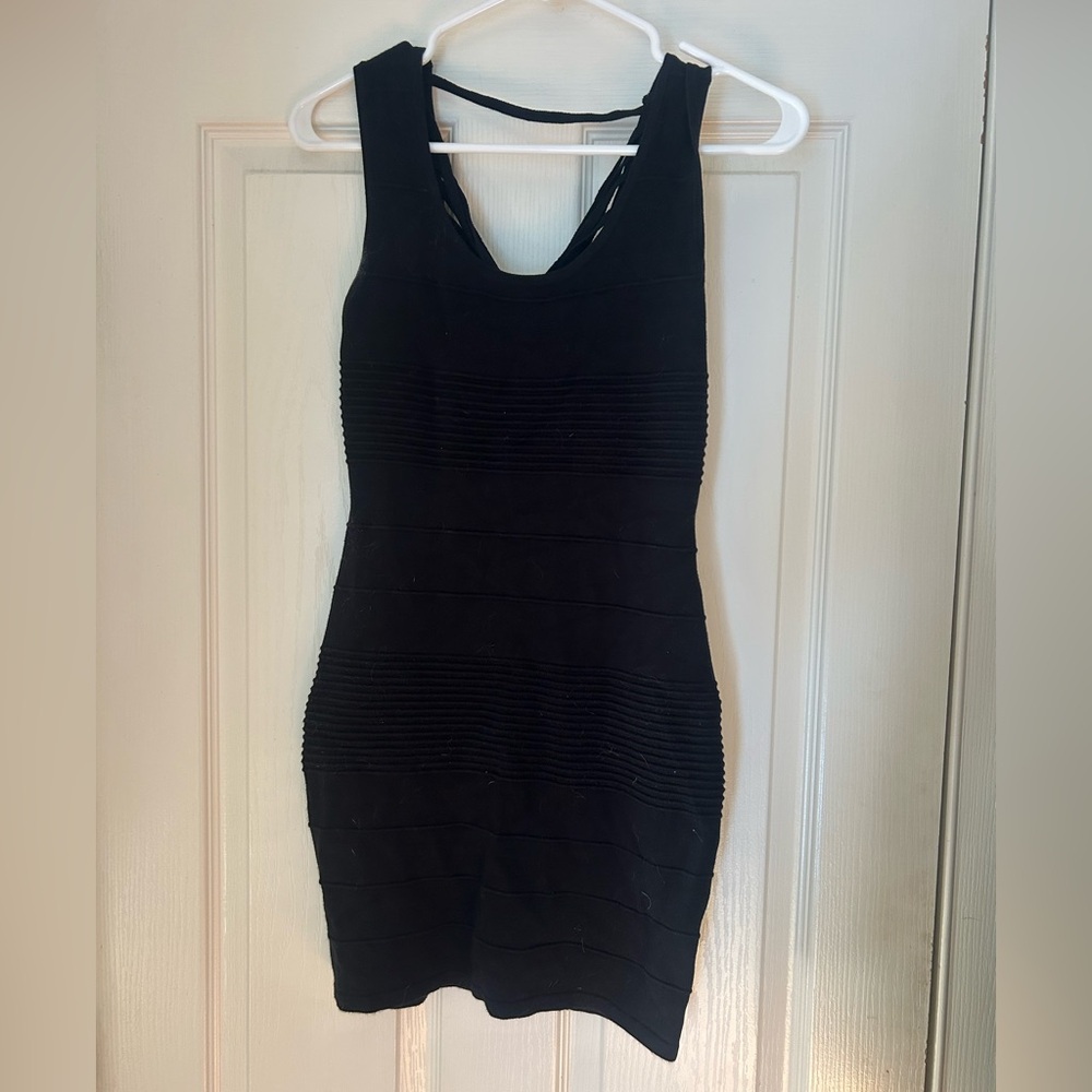 Aritzia Black Textured Mini Dress